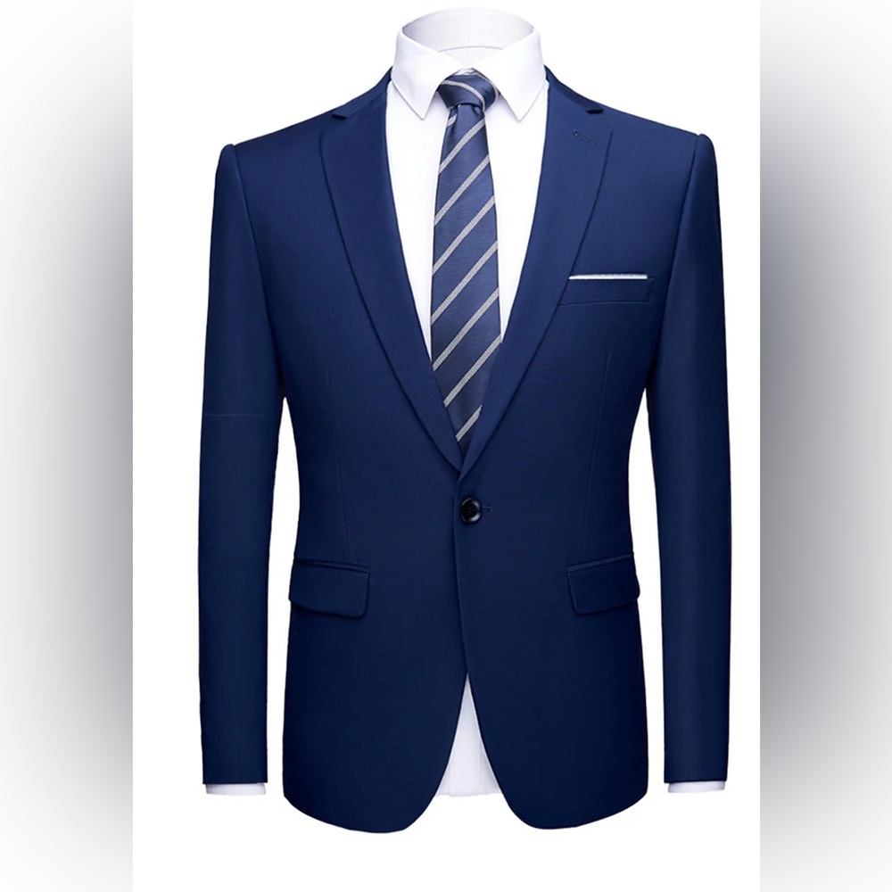 Cloudstyle Men’s Navy Stylish Blazer One Button Suit Jacket Sport Coat 46R NWT